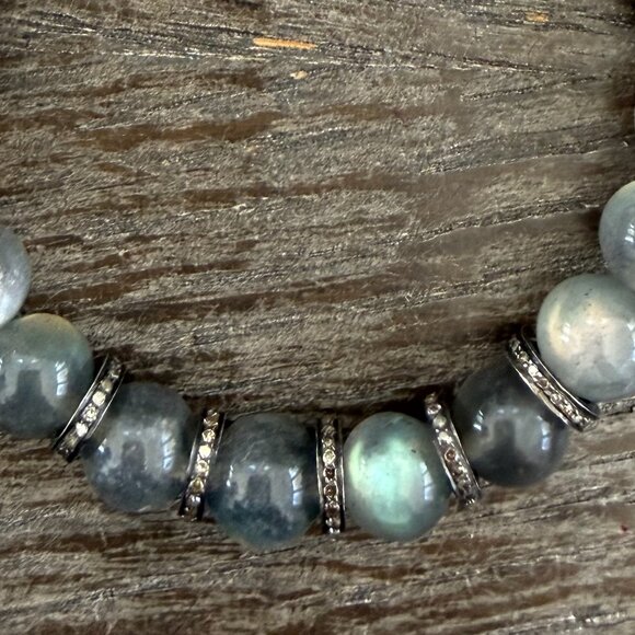 Sheryl Lowe 8mm Round Labradorite and Diamond Rondelle Bracelet w/pouch - Picture 3 of 5